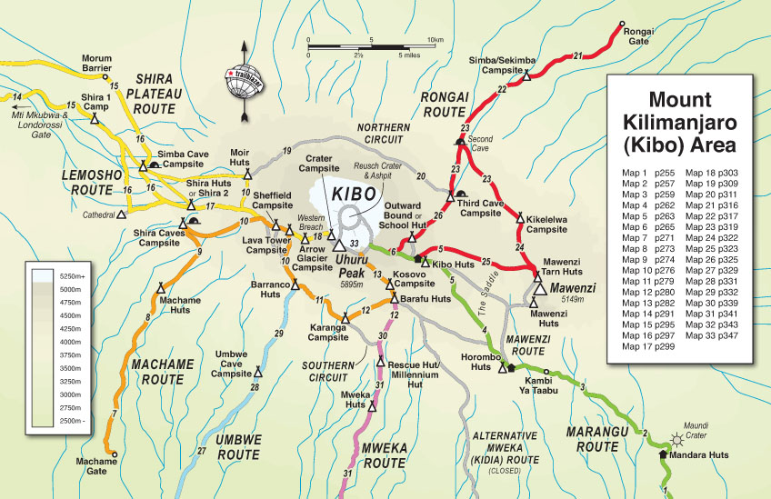 Kilimanjaro image of trekking routes